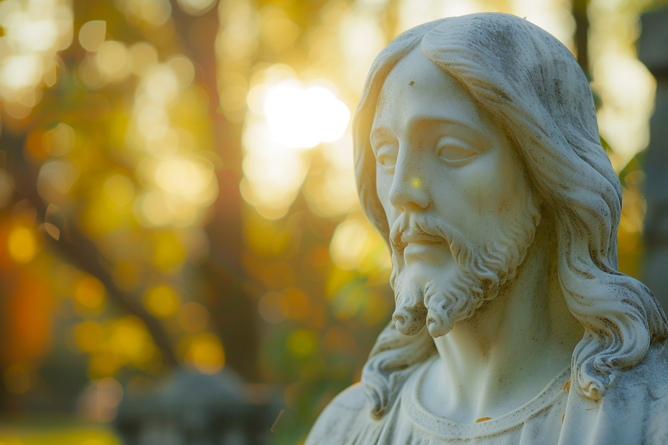 Image gratuite Statue Jésus marbre, douce lumière soleil après-midi 1