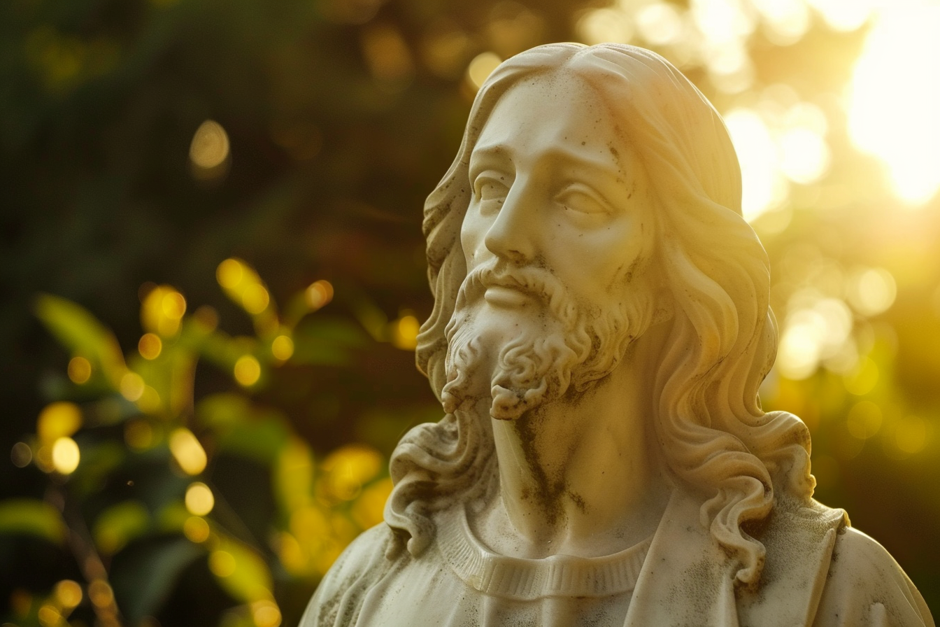Image gratuite Statue Jésus marbre, douce lumière soleil après-midi 2