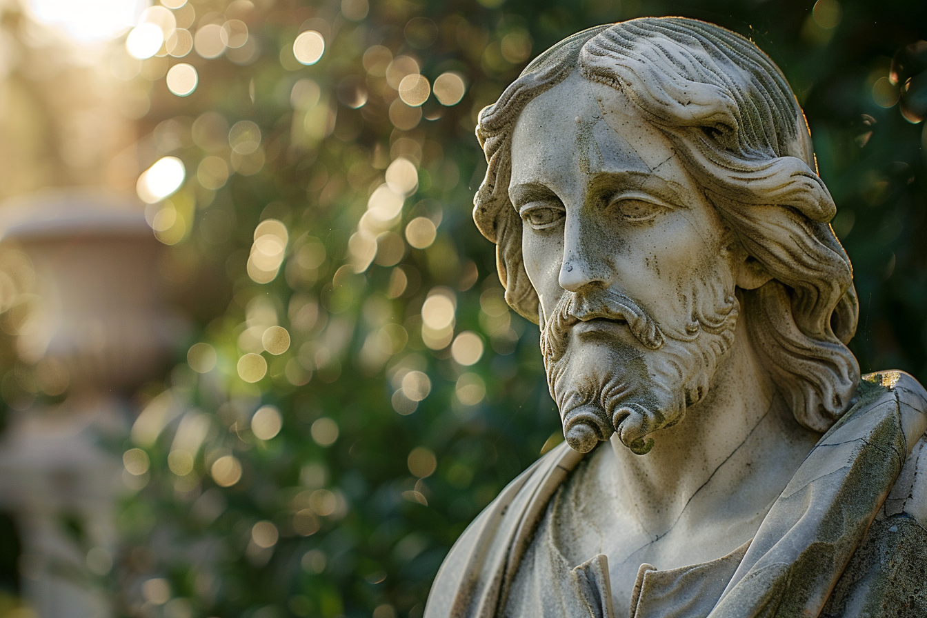 Image gratuite Statue Jésus marbre, douce lumière soleil après-midi 3