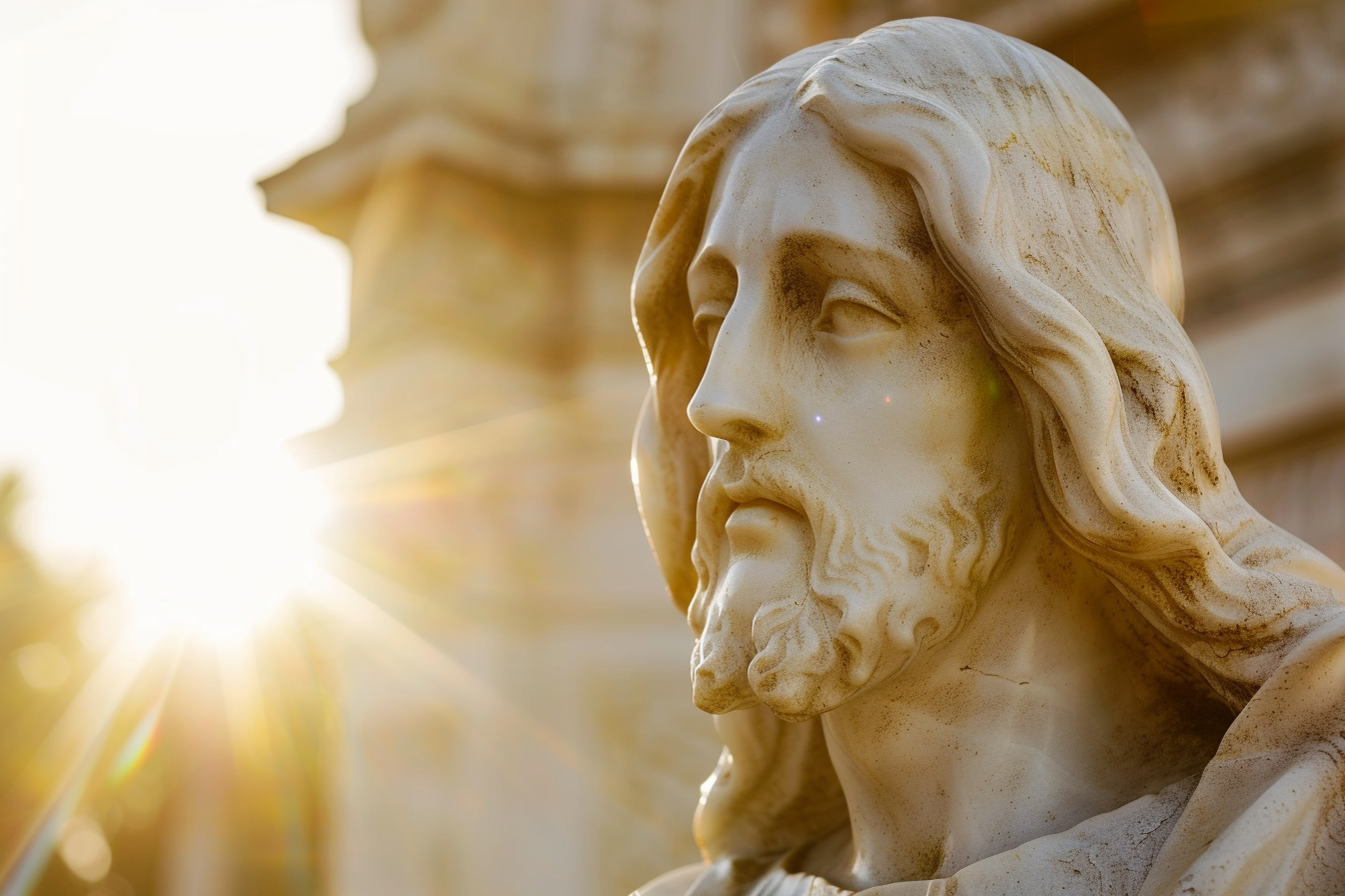 Image gratuite Statue Jésus marbre, douce lumière soleil après-midi 4