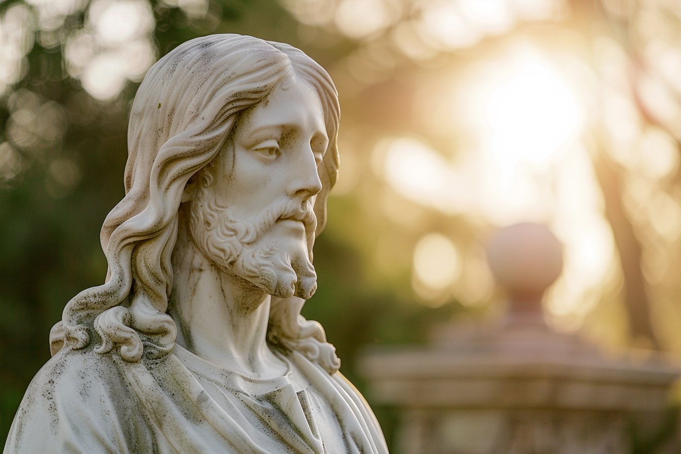 Image gratuite Statue Jésus marbre, douce lumière soleil après-midi 5