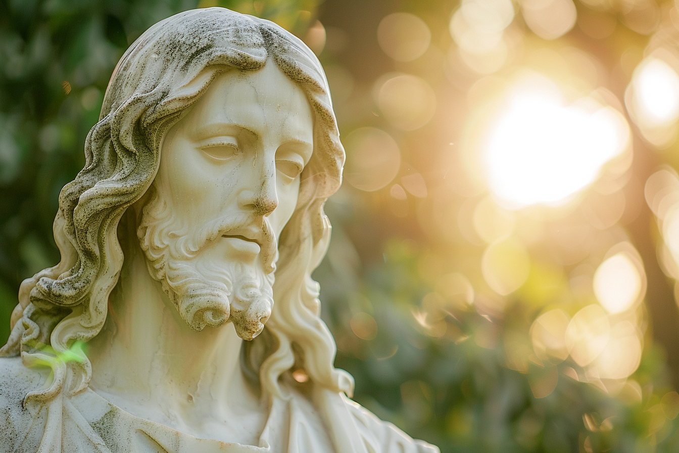 Image gratuite Statue Jésus marbre, douce lumière soleil après-midi 6