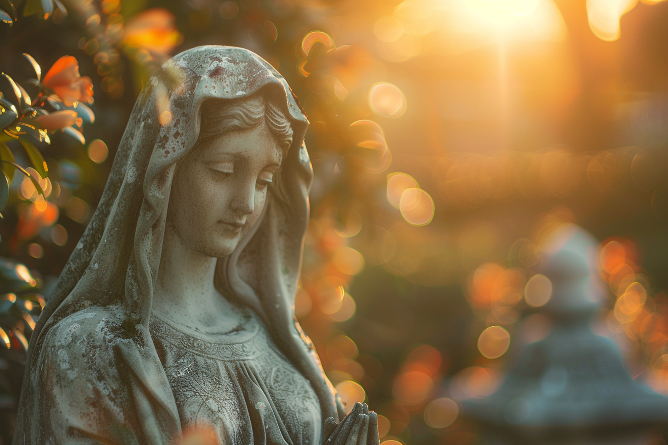 Image gratuite Statue Madone, lumière dorée, cliché artistique 1