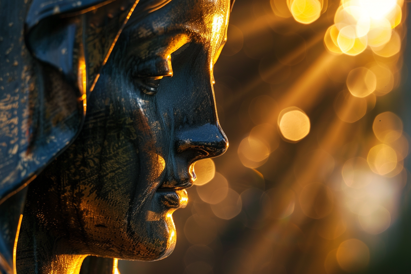 Image gratuite Statue Madone, lumière dorée, cliché artistique 2