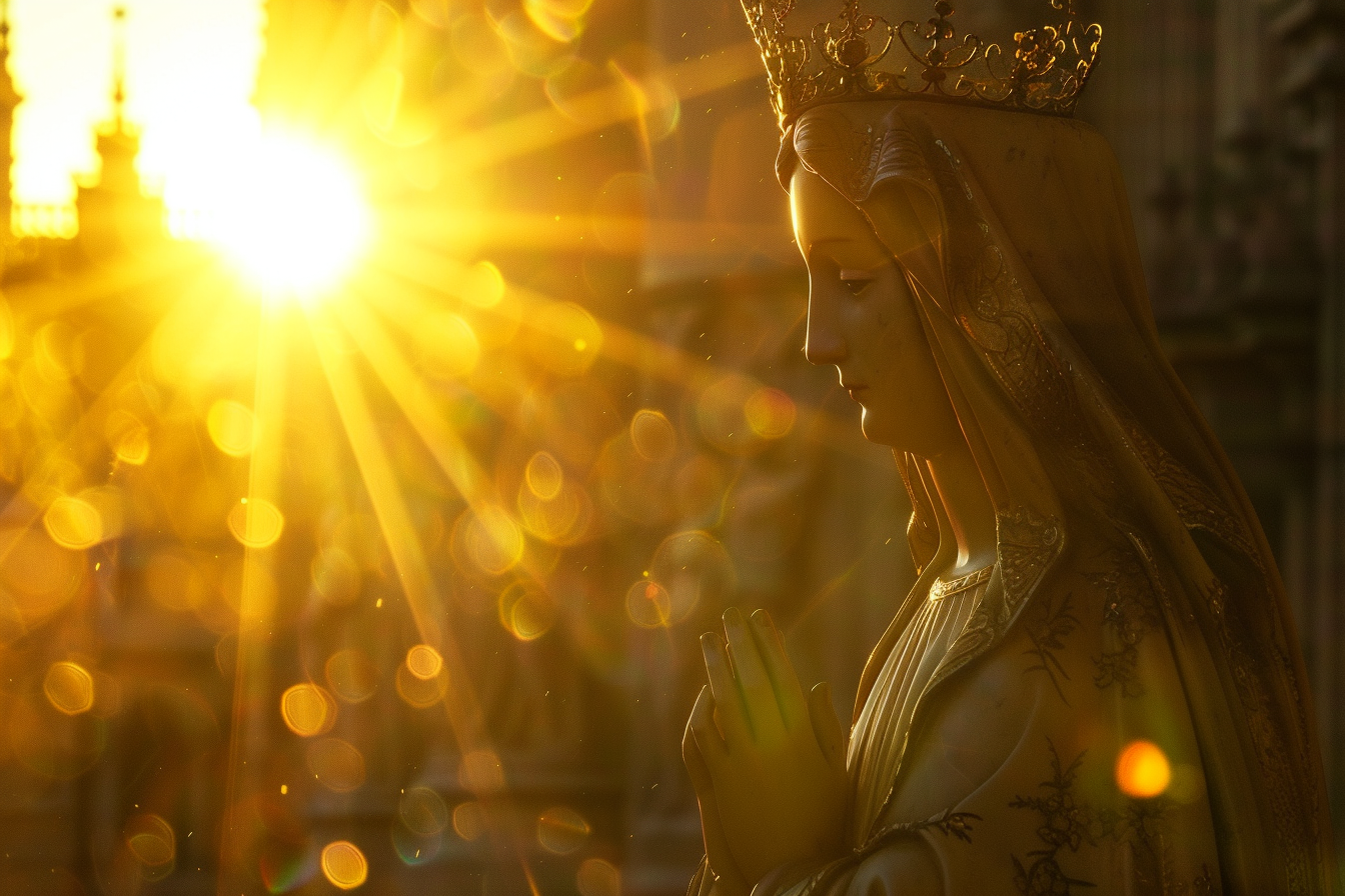 Image gratuite Statue Madone, lumière dorée, cliché artistique 6