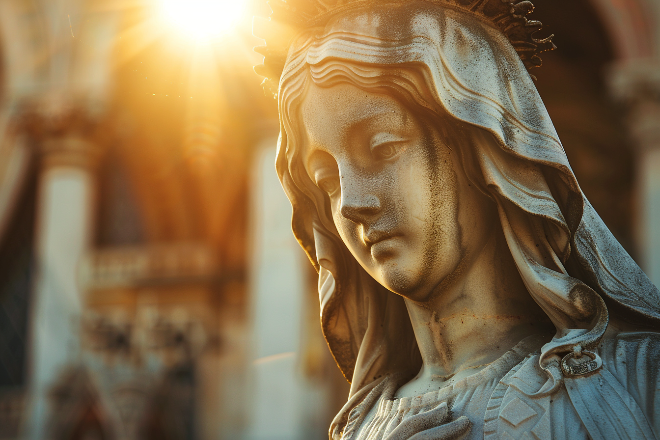 Image gratuite Statue Madone, lumière dorée, cliché artistique 7