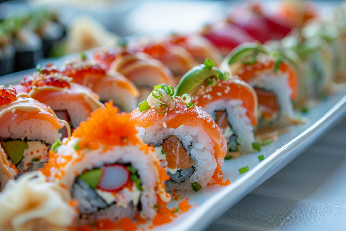 Image gratuite Sushis assortis sur assiette blanche 2