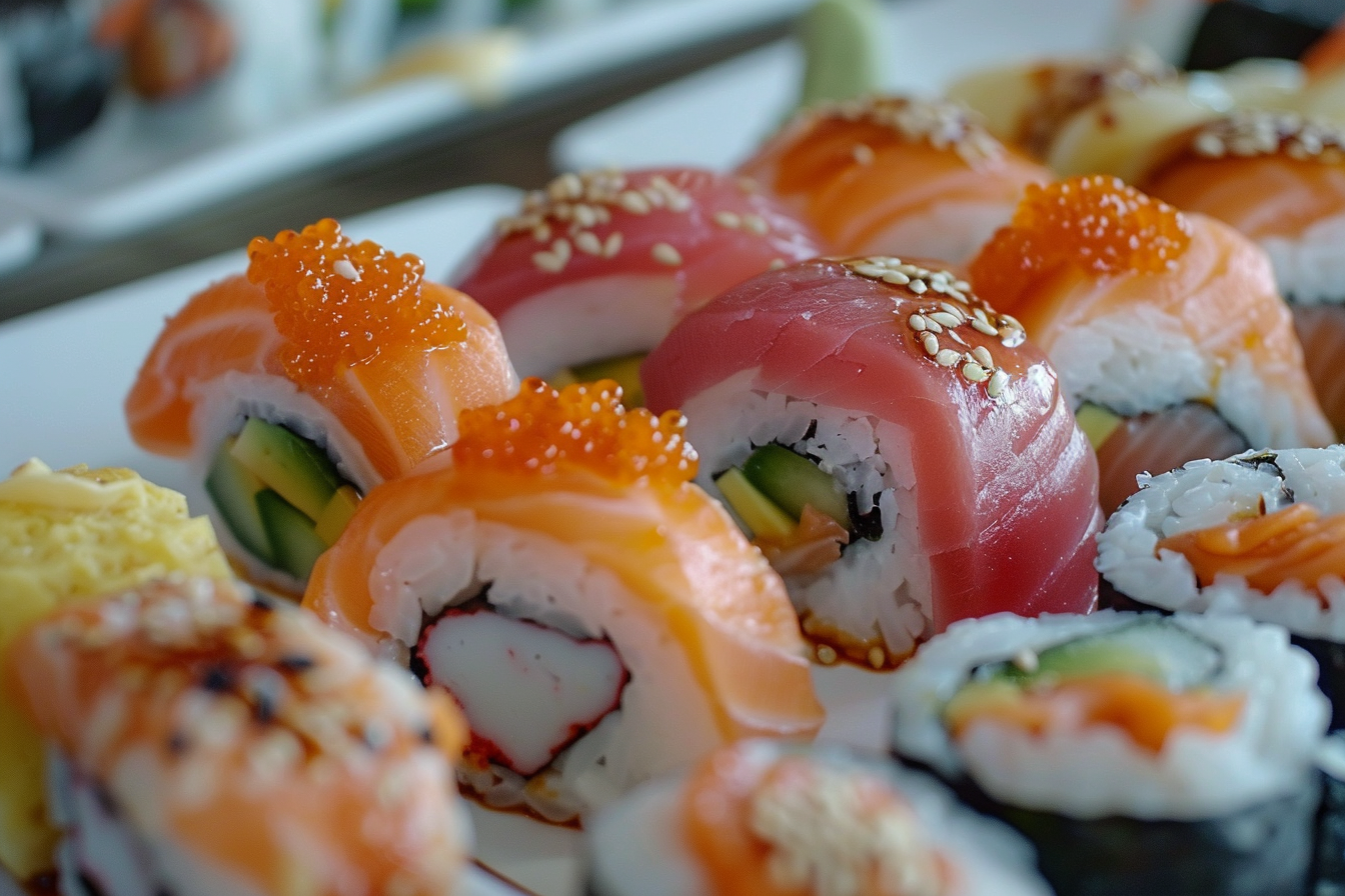 Image gratuite Sushis assortis sur assiette blanche 3