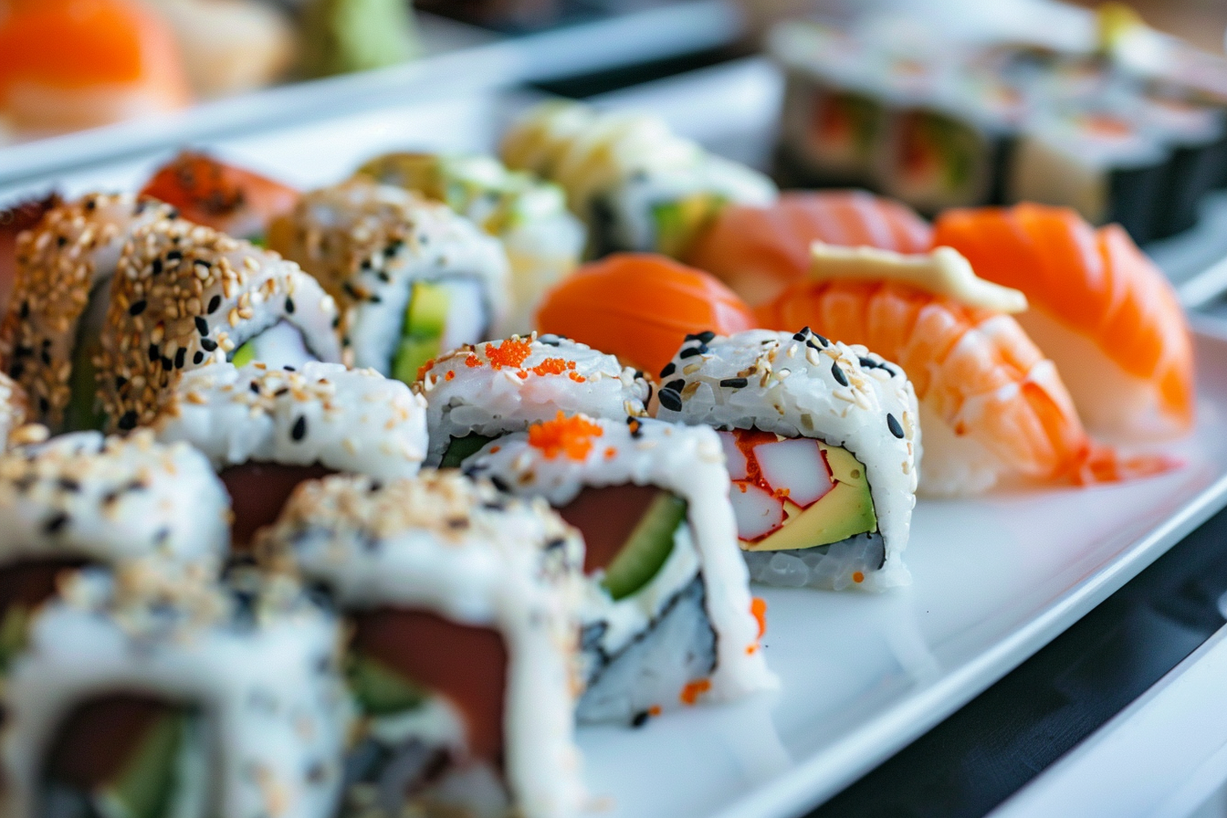 Image gratuite Sushis assortis sur assiette blanche 7