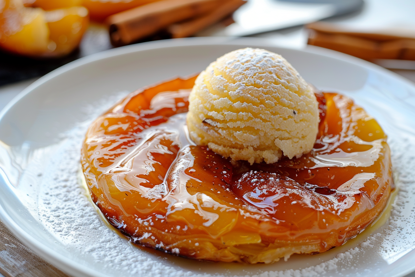 Image gratuite Tarte Tatin glace vanille blanche 2