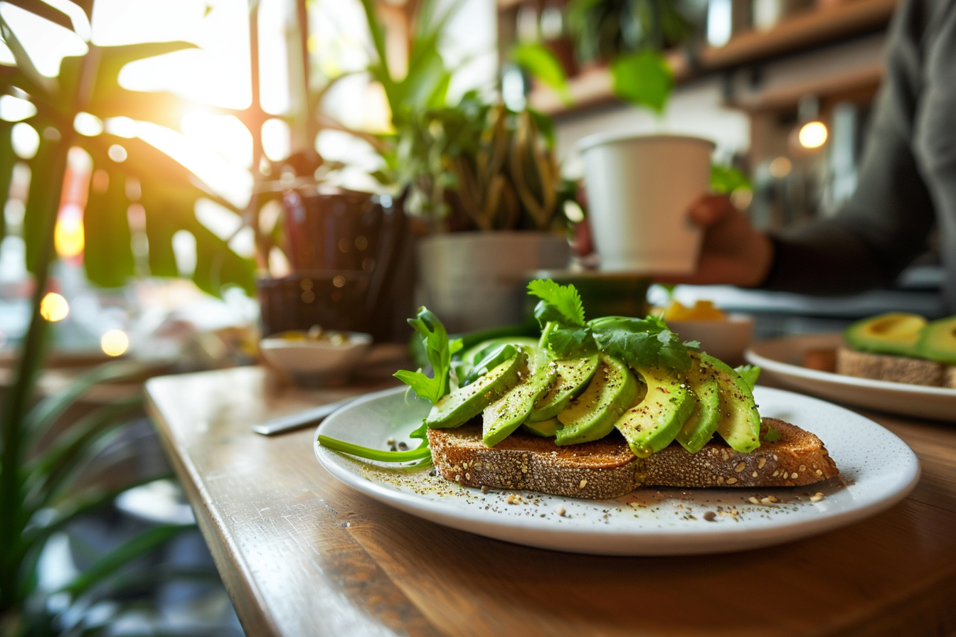 Image gratuite Tartine d&rsquo;avocat au café 1