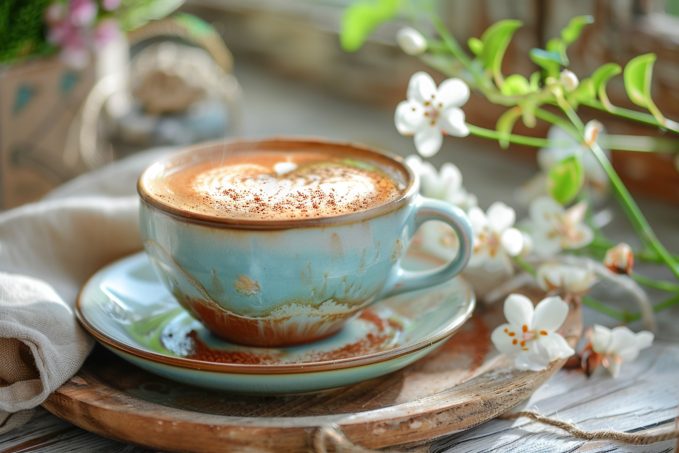 Image gratuite Tasse de cappuccino avec latte art 1