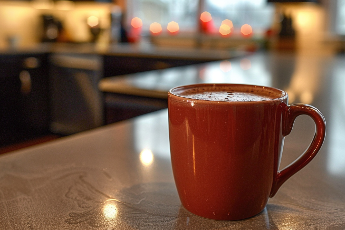 Image gratuite Tasse de chocolat chaud en cuisine moderne 1