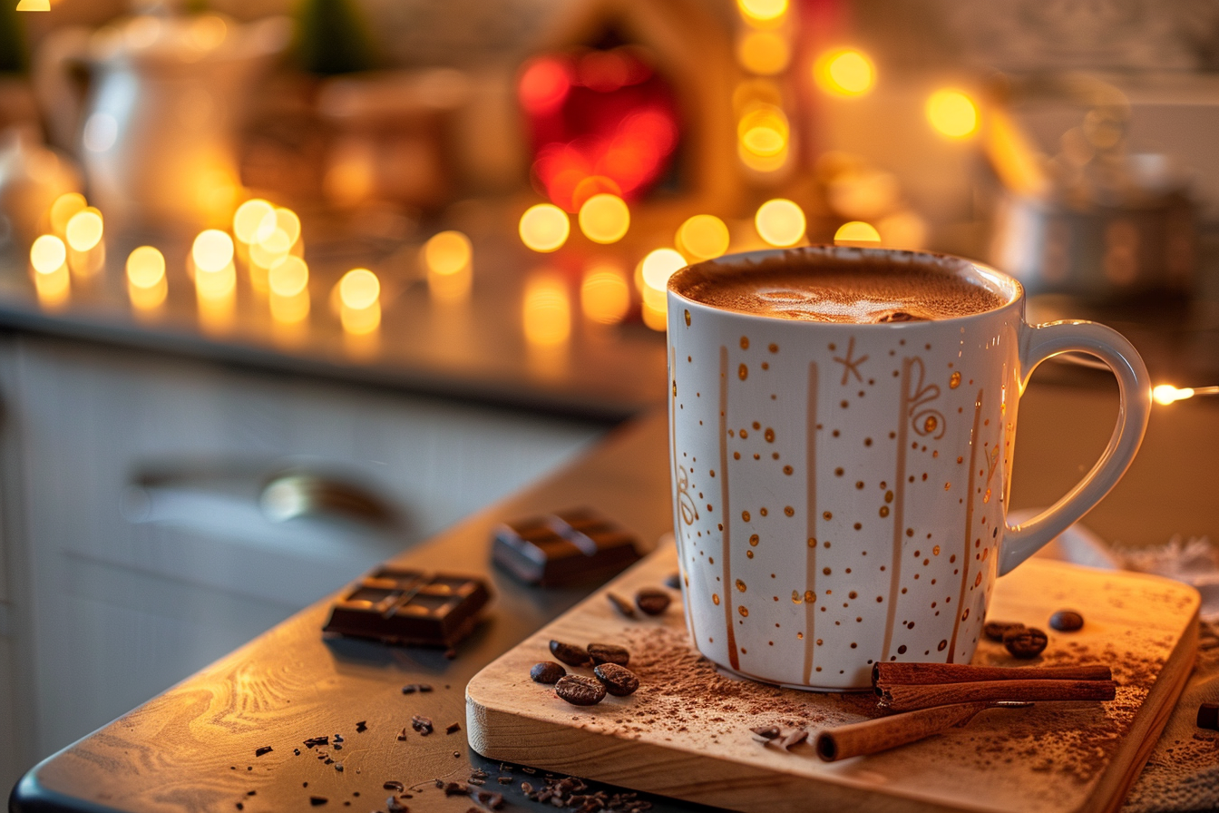 Image gratuite Tasse de chocolat chaud en cuisine moderne 2