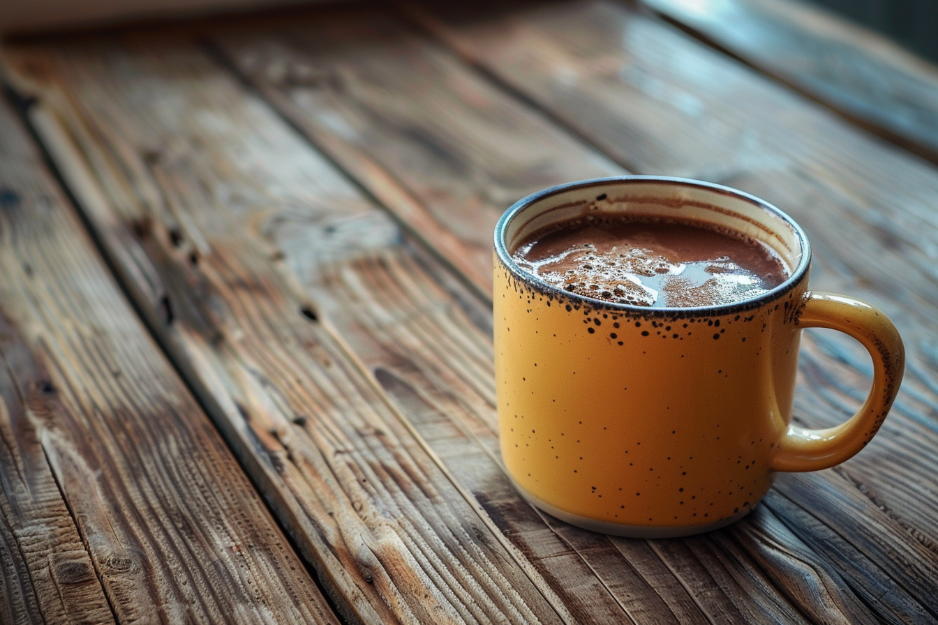 Image gratuite Tasse de chocolat chaud sur table rustique 2