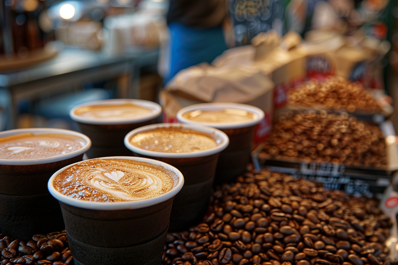Image gratuite Tasses de cappuccino au marché 1