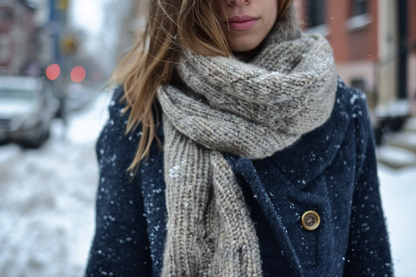 Image gratuite Tenue hiver confortable manteau laine écharpe tricot 1