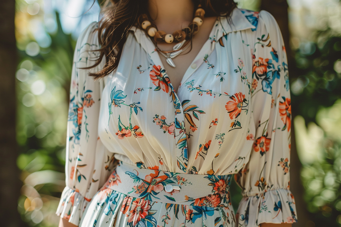 Image gratuite Tenue vintage jupe fleurie blouse rétro 1