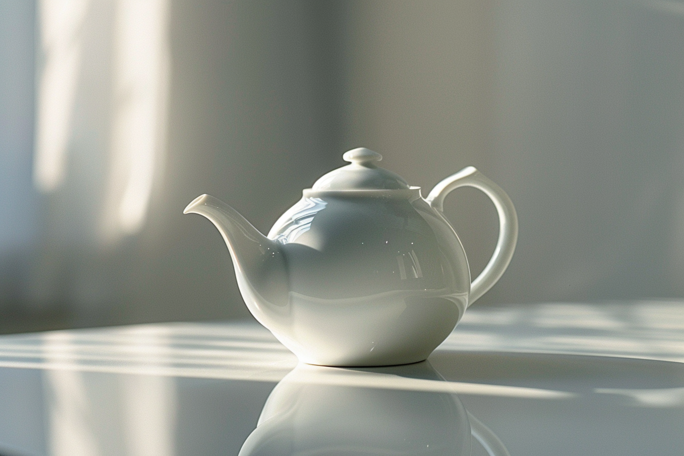 Image gratuite Théière en céramique blanche sur table blanche 1