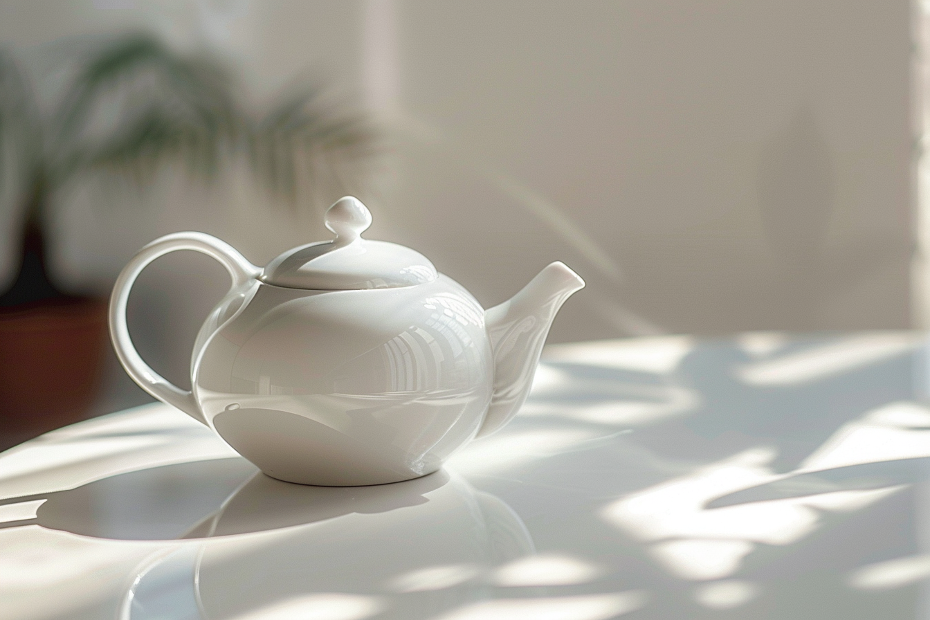 Image gratuite Théière en céramique blanche sur table blanche 2