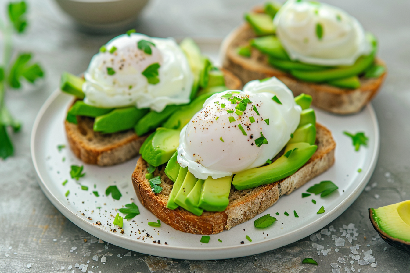 Image gratuite Toasts avec avocat et œufs pochés 1