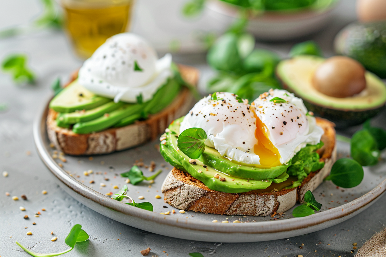 Image gratuite Toasts avec avocat et œufs pochés 2