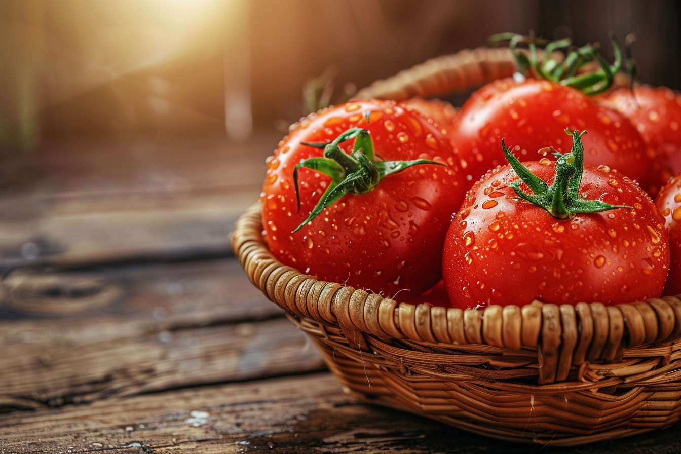 Image gratuite Tomates fraîches dans panier en osier 1