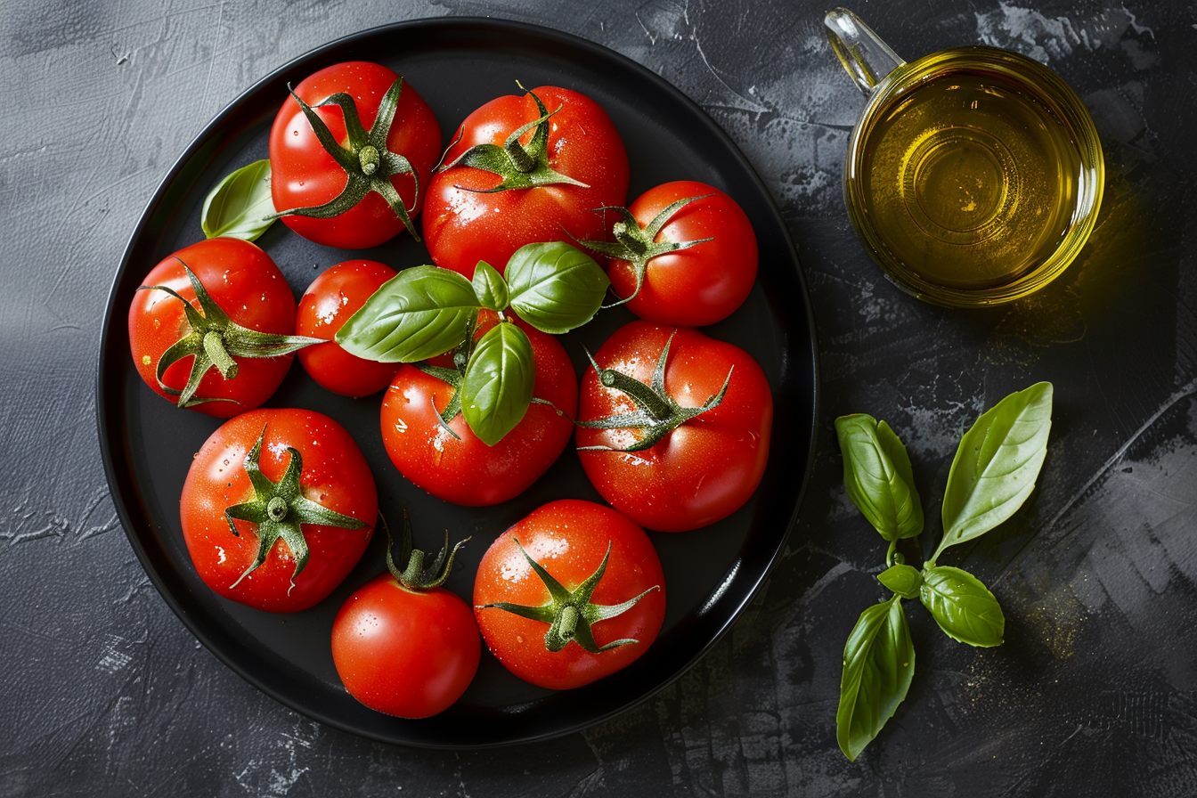 Image gratuite Tomates sur assiette noire 1