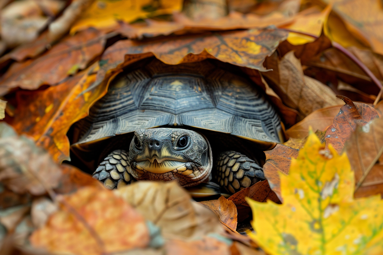 Image gratuite Tortue dans forêt automnale 1