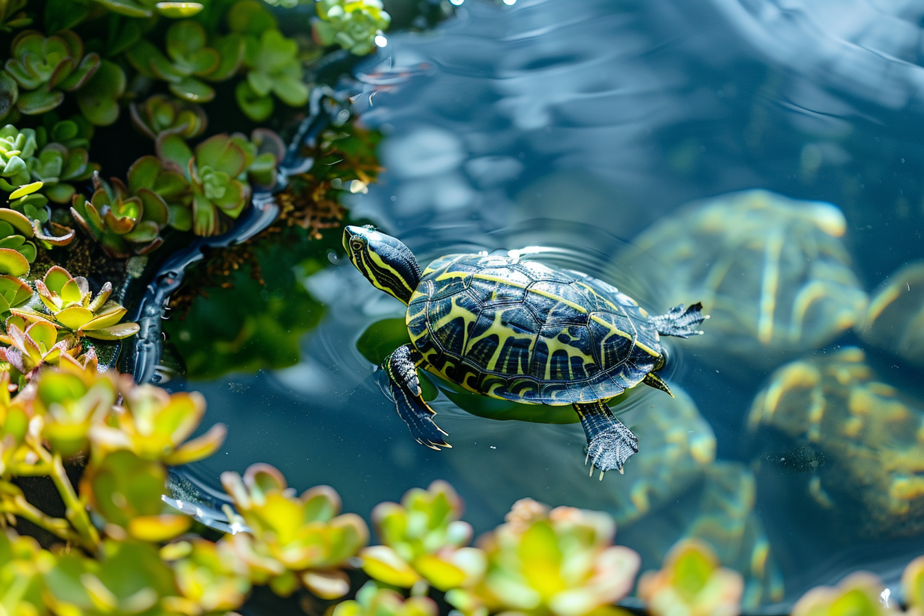 Image gratuite Tortue nageant dans étang 1