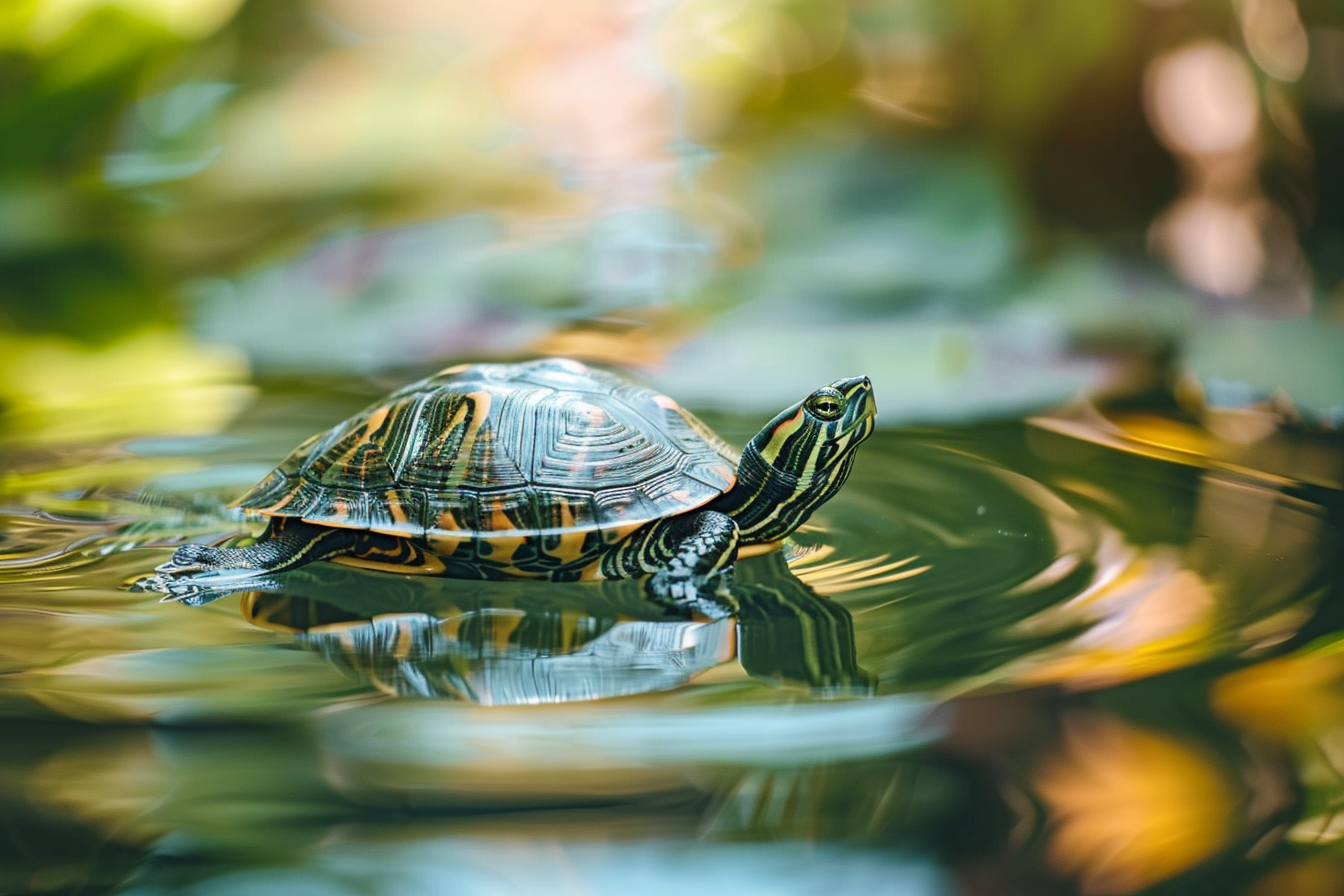 Image gratuite Tortue nageant dans étang 2