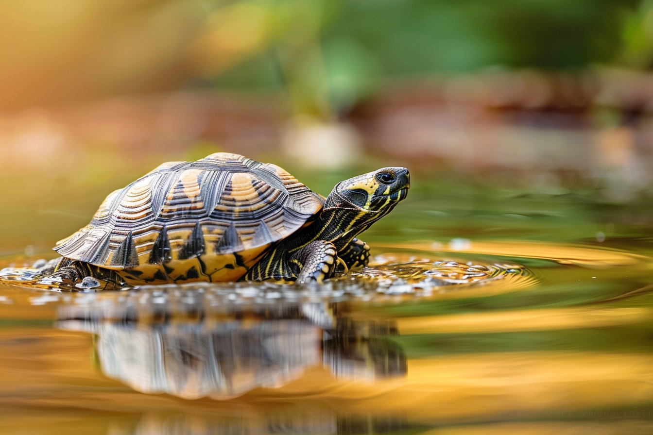 Image gratuite Tortue nageant dans l&rsquo;étang 1