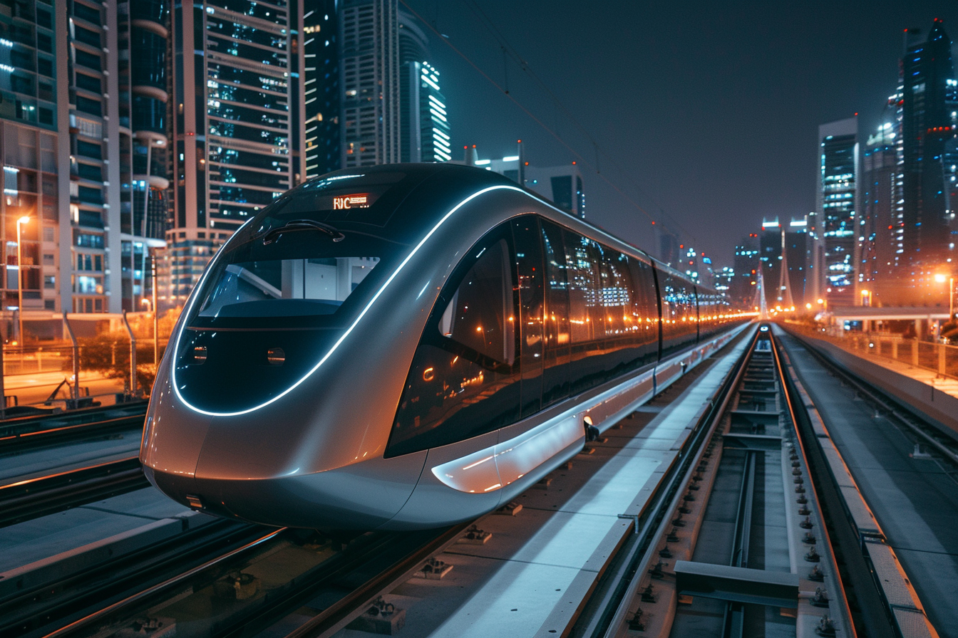 Image gratuite Train moderne de nuit 1