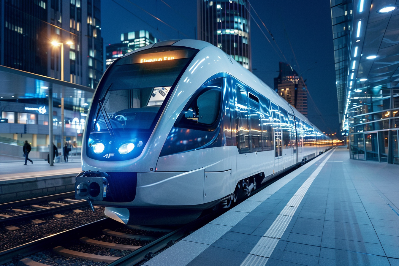 Image gratuite Train moderne de nuit 2