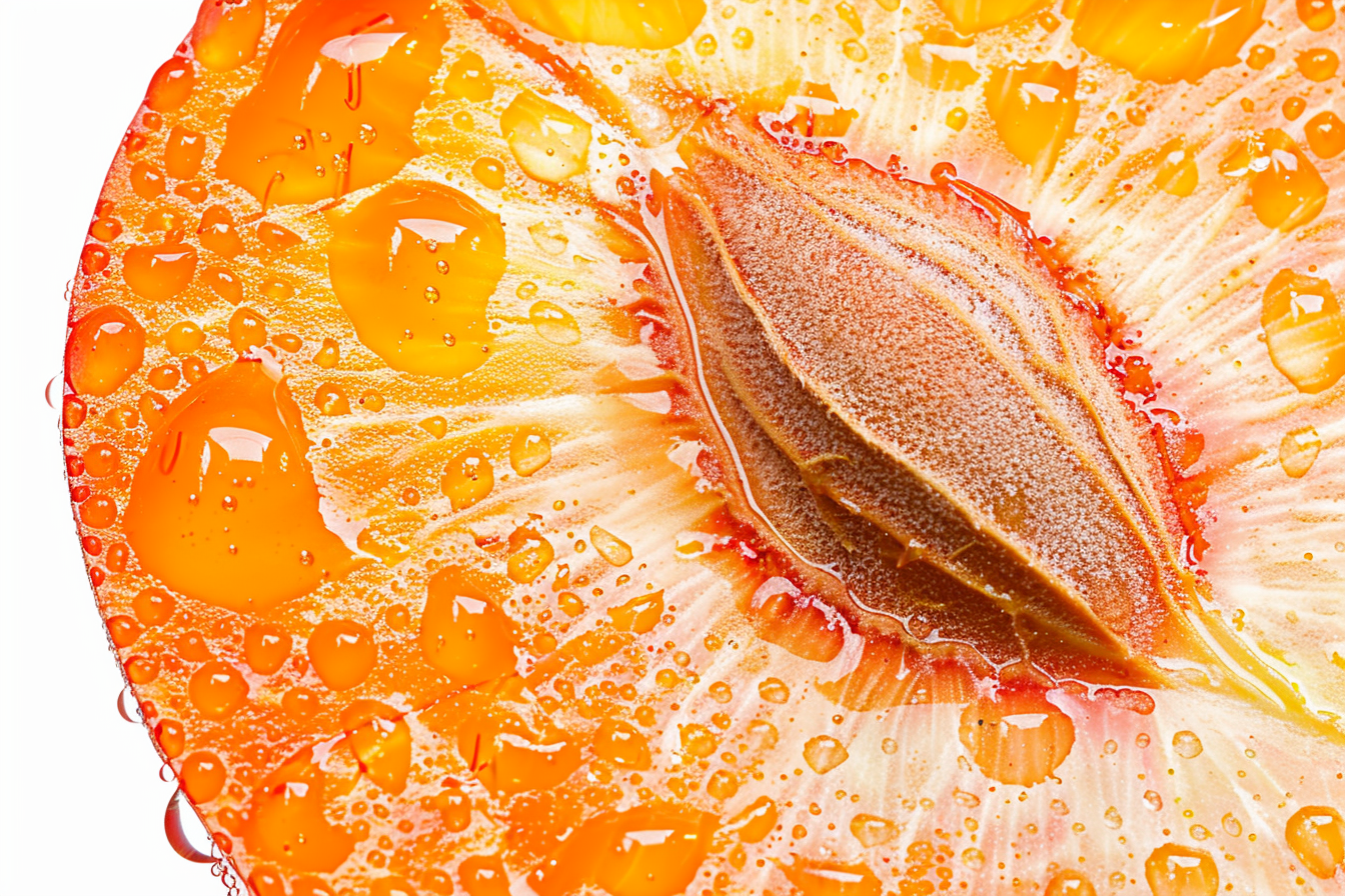 Image gratuite Tranche d&rsquo;abricot avec gouttelettes d&rsquo;eau 6