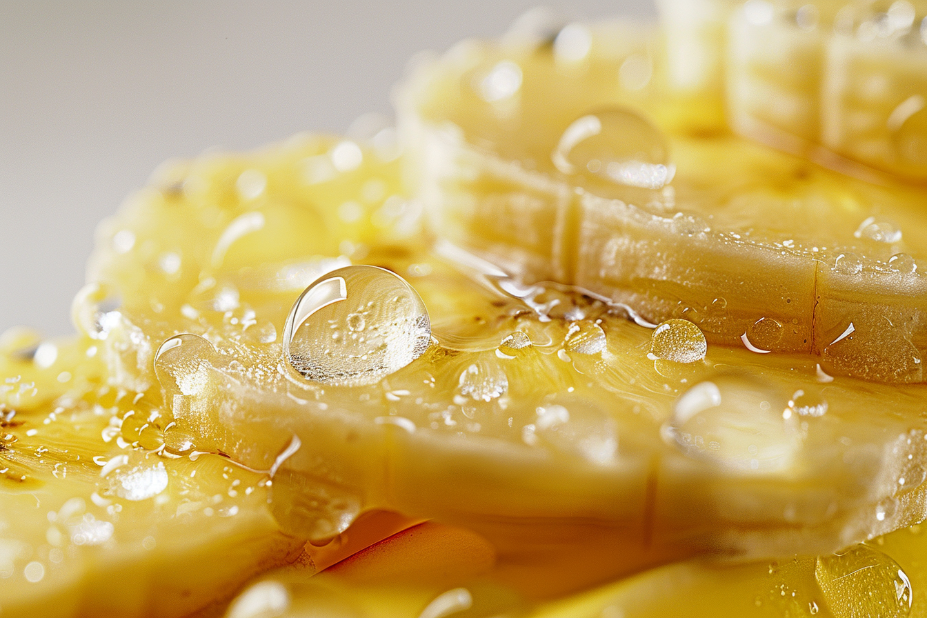 Image gratuite Tranche de banane avec gouttelettes d&rsquo;eau 2