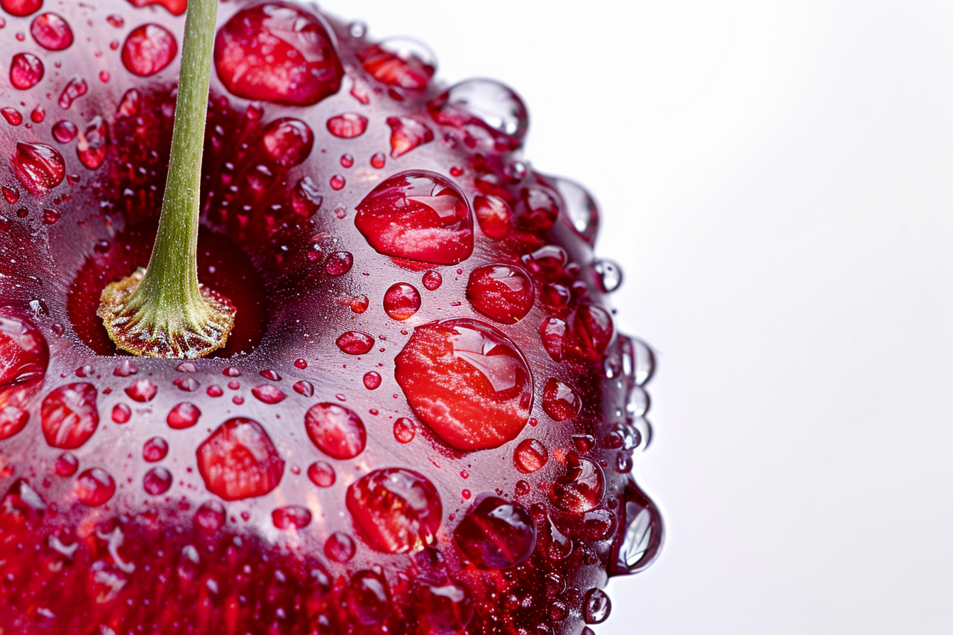 Image gratuite Tranche de cerise avec gouttelettes d&rsquo;eau 1