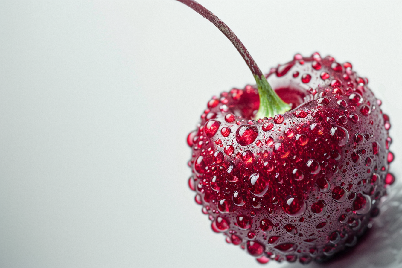 Image gratuite Tranche de cerise avec gouttelettes d&rsquo;eau 3