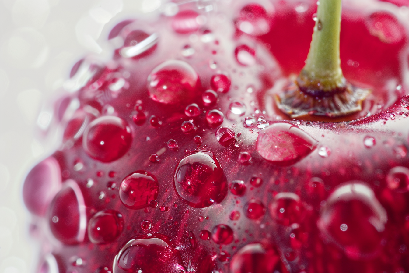 Image gratuite Tranche de cerise avec gouttelettes d&rsquo;eau 4