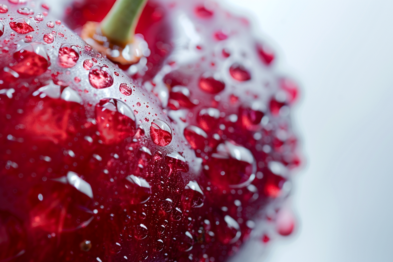 Image gratuite Tranche de cerise avec gouttelettes d&rsquo;eau 5