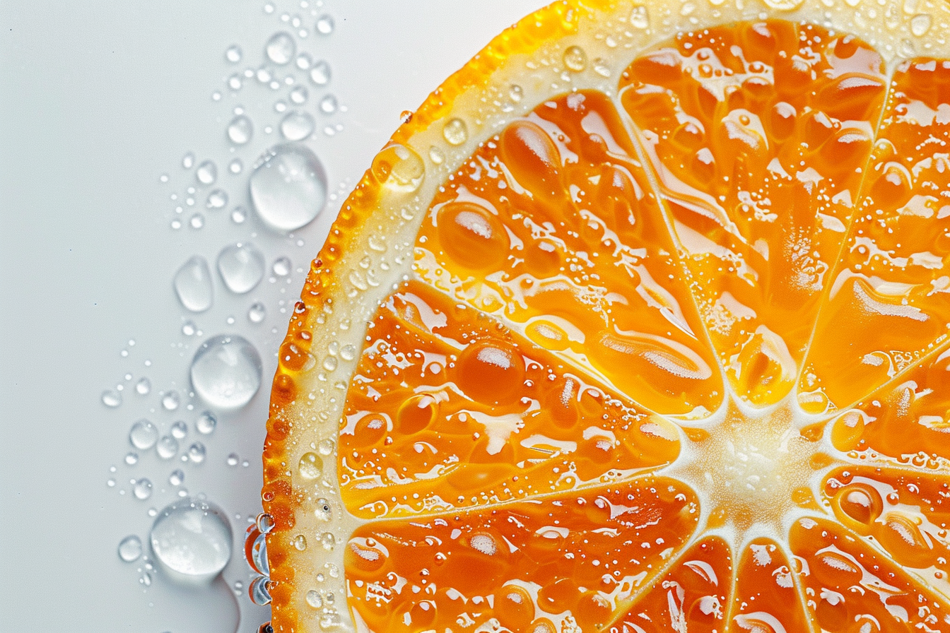 Image gratuite Tranche de clémentine avec gouttelettes d&rsquo;eau 1