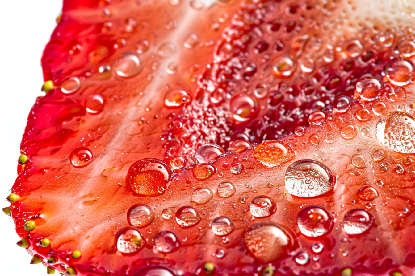 Image gratuite Tranche de fraise avec gouttelettes d&rsquo;eau 4