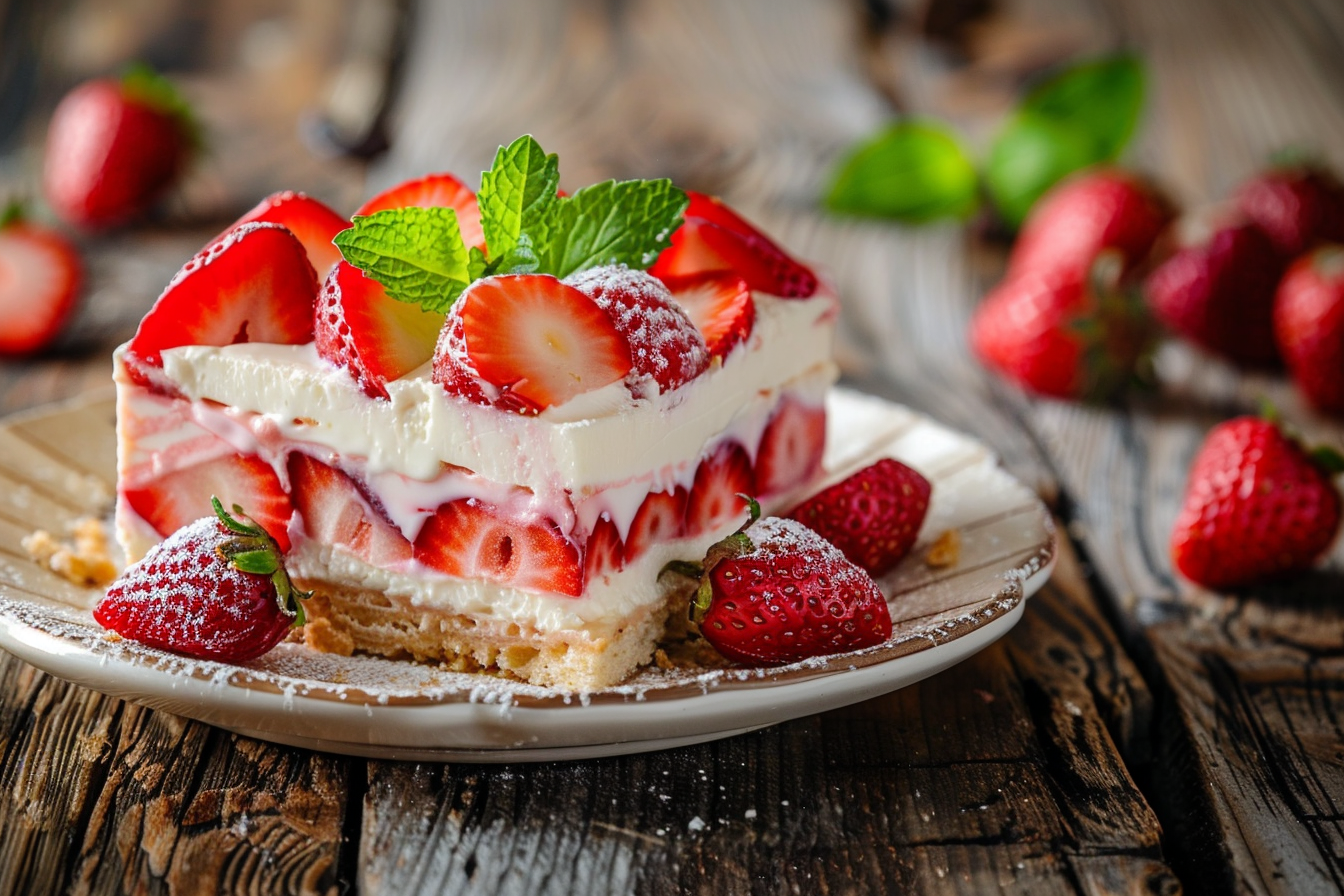 Image gratuite Tranche de fraisier rustique 1