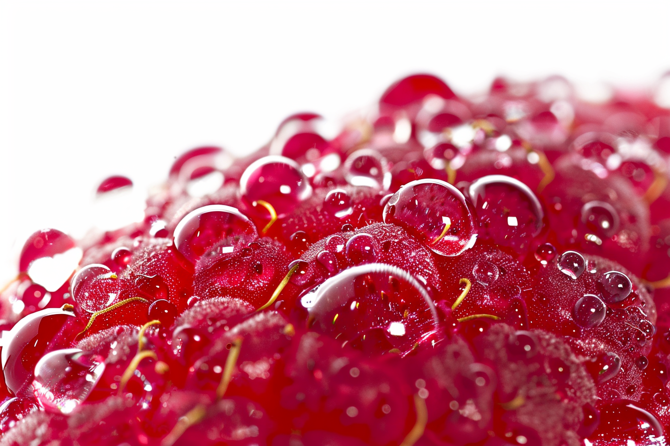 Image gratuite Tranche de framboise avec gouttelettes d&rsquo;eau 1