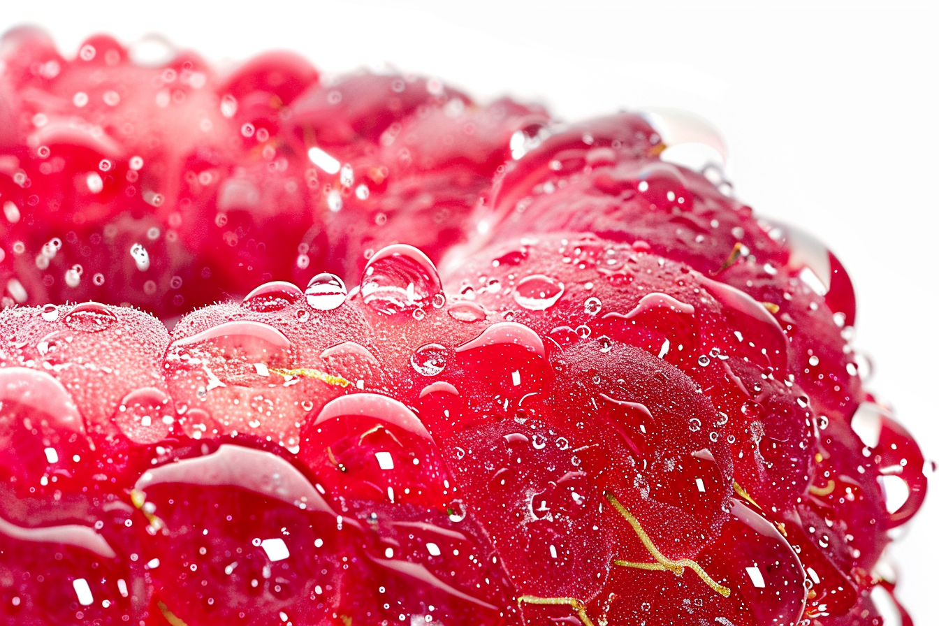 Image gratuite Tranche de framboise avec gouttelettes d&rsquo;eau 2