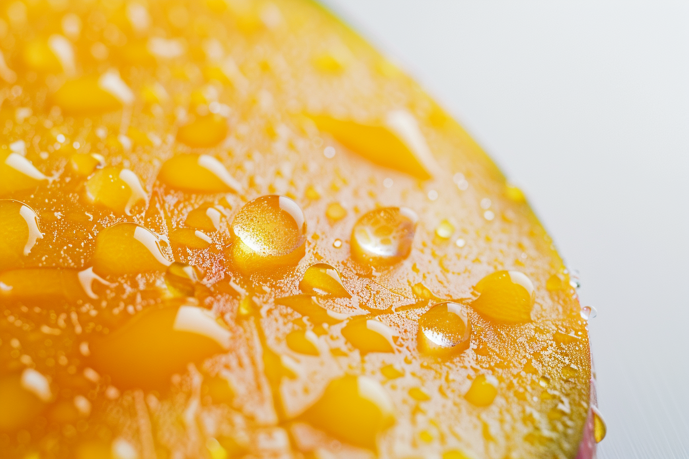 Image gratuite Tranche de mangue avec gouttelettes d&rsquo;eau 1