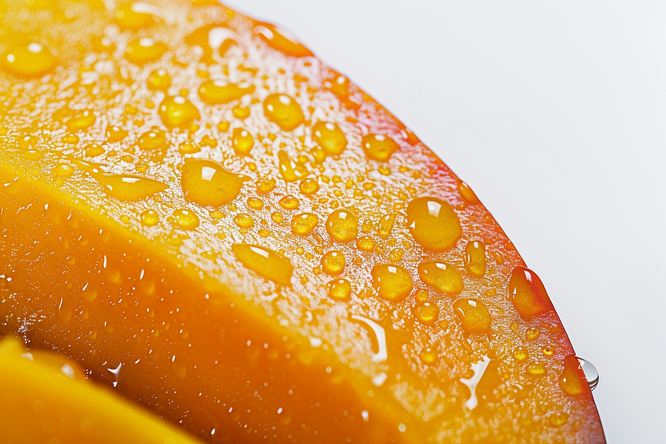 Image gratuite Tranche de mangue avec gouttelettes d&rsquo;eau 2