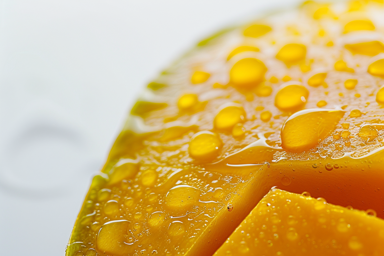 Image gratuite Tranche de mangue avec gouttelettes d&rsquo;eau 6