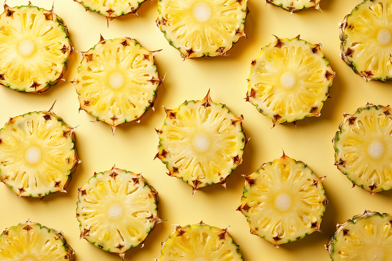Image gratuite Tranches d&rsquo;ananas sur fond jaune pastel 2