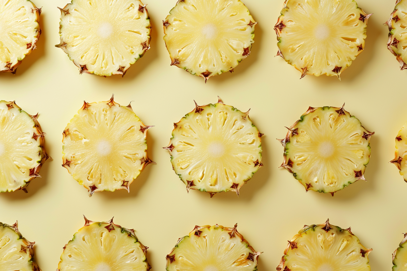 Image gratuite Tranches d&rsquo;ananas sur fond jaune pastel 3